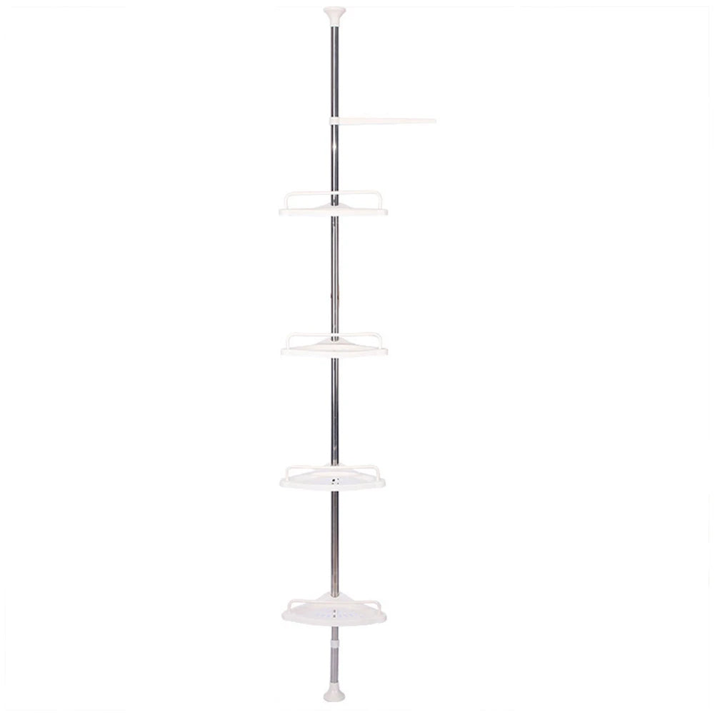 Telescopic Bathroom Shelf No Drilling Floor Ceiling Holder Stainless Steel Frame Shower Caddy Organizer Shelf Adjustable 4 Trays