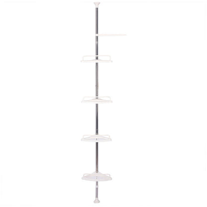 Telescopic Bathroom Shelf No Drilling Floor Ceiling Holder Stainless Steel Frame Shower Caddy Organizer Shelf Adjustable 4 Trays