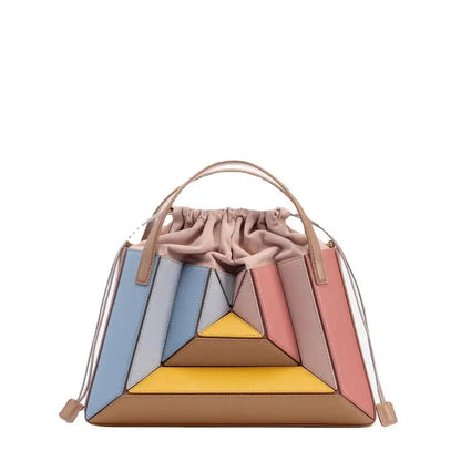 Fashion Square Bag Women Shoulder Bags New Color Blocked Patchwork Niche Handheld Bag Leisure Versatile Drawstring Crossbody Bag