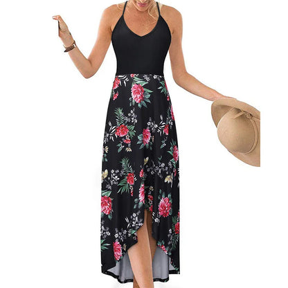 Casual Printed Summer Long Dresses For Women 2023 Elegant Pretty Slim Women's Sexy Backless Dresses Vintage Female Clothing