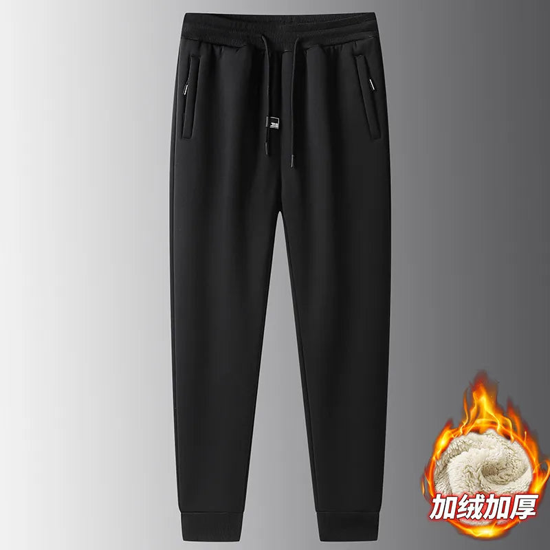 Big Size 8xl 7xl 6xl Pants Men Winter Thick Fleece Liner Zipper Pockets Black Grey Jogger Sweatpants Male Warm Thermal Trousers