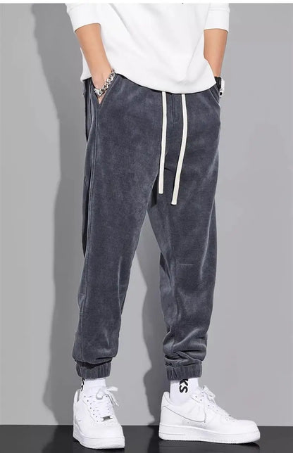 Spring Autumn Men's Loose-Fit Wide-Leg Casual Pants Trendy Brand Heavyweight Sports Korean Style Trendy Fashion Pants