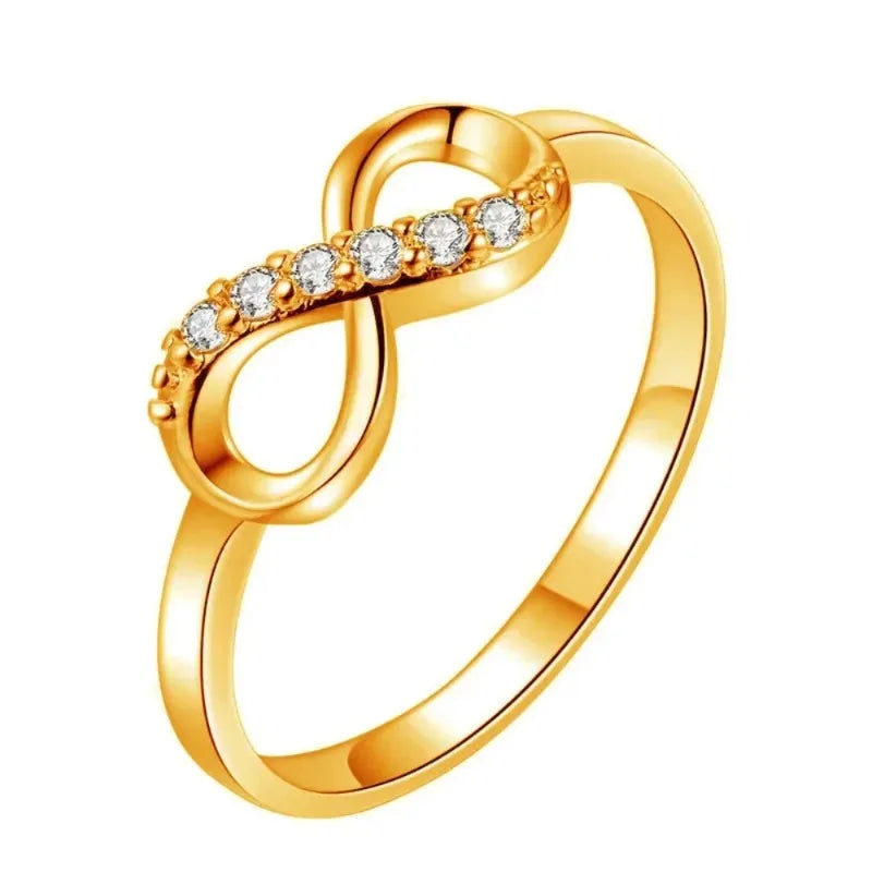 Fashion Inverted 8-shaped Crystal Studded Alloy Ring Women Versatile Crystal Twist Infinity Ring Jewelry Женская Бижутерия Тренд