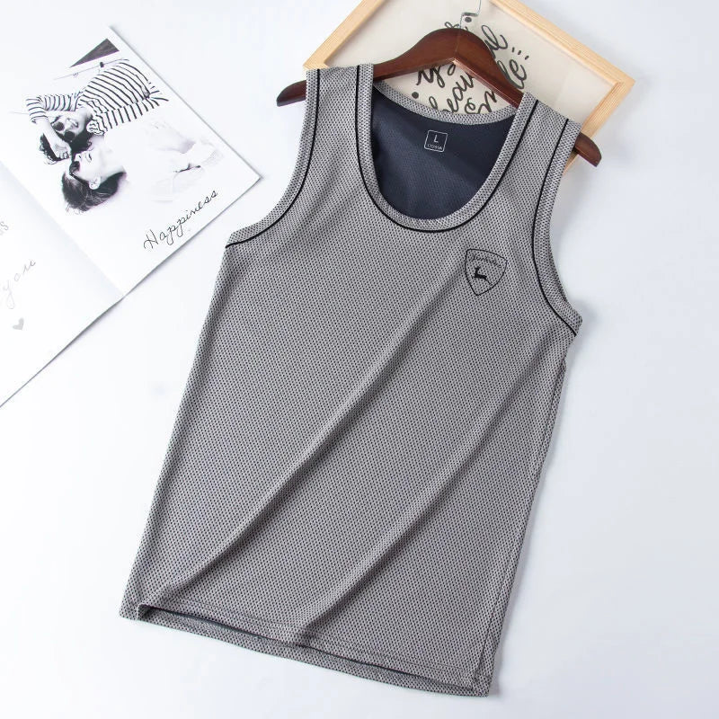 Men's Breathable Mesh Vest Male Quick-drying O- Neck Hollow sleeveless shirt Vest Fitness Slim gym clothing Men's tank tops