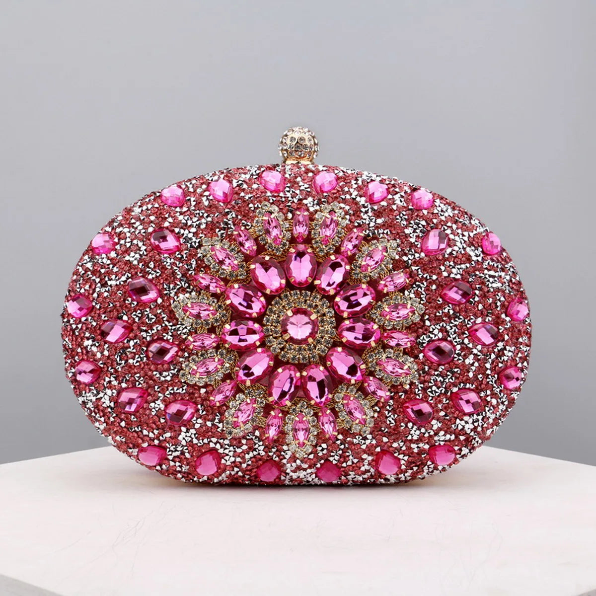 Flower Rhinestones Evening Bags Metal Prom Clutch Diamonds Clutch With Chain Shoulder Handbags Wedding Female Purse