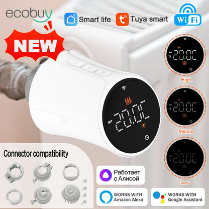 New Tuya Wifi Thermostat Radiator Actuator TRV Smart Thermostatic Valve Wifi Thermostat Temperature Controller Alexa Google Home