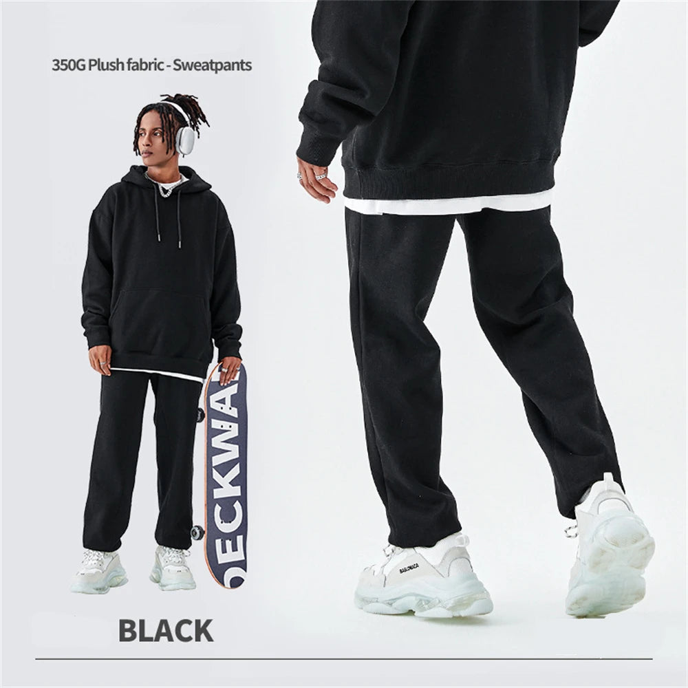 ZODF New Winter 350gsm Fleece Sweatpants For Men Unisex Casual Loose Basic Warm Solid Joggers Sport Pants 18 Colors HY0727