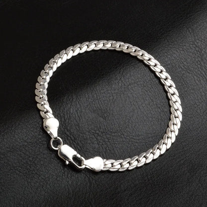 Nice 925 Sterling Silver 6mm Side Chain Bracelets For Woman Men Fashion Wedding Engagement Jewelry Gift