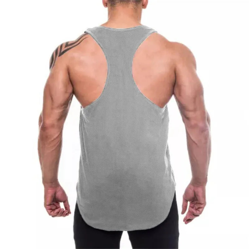 Running Vest Men Fitness Y Back Stringer Tanktop Summer Gym Clothing Summer Mesh Sport Vest Men Bodybuilding Sleeveless Shirt