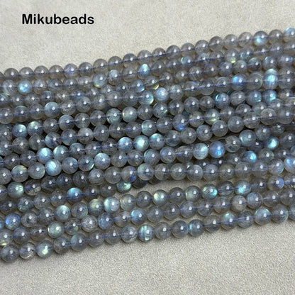 Wholesale Natural 6mm A+ Madagascar Labradorite Smooth Round Loose Beads For Making Jewelry DIY Stone Necklace Bracelet