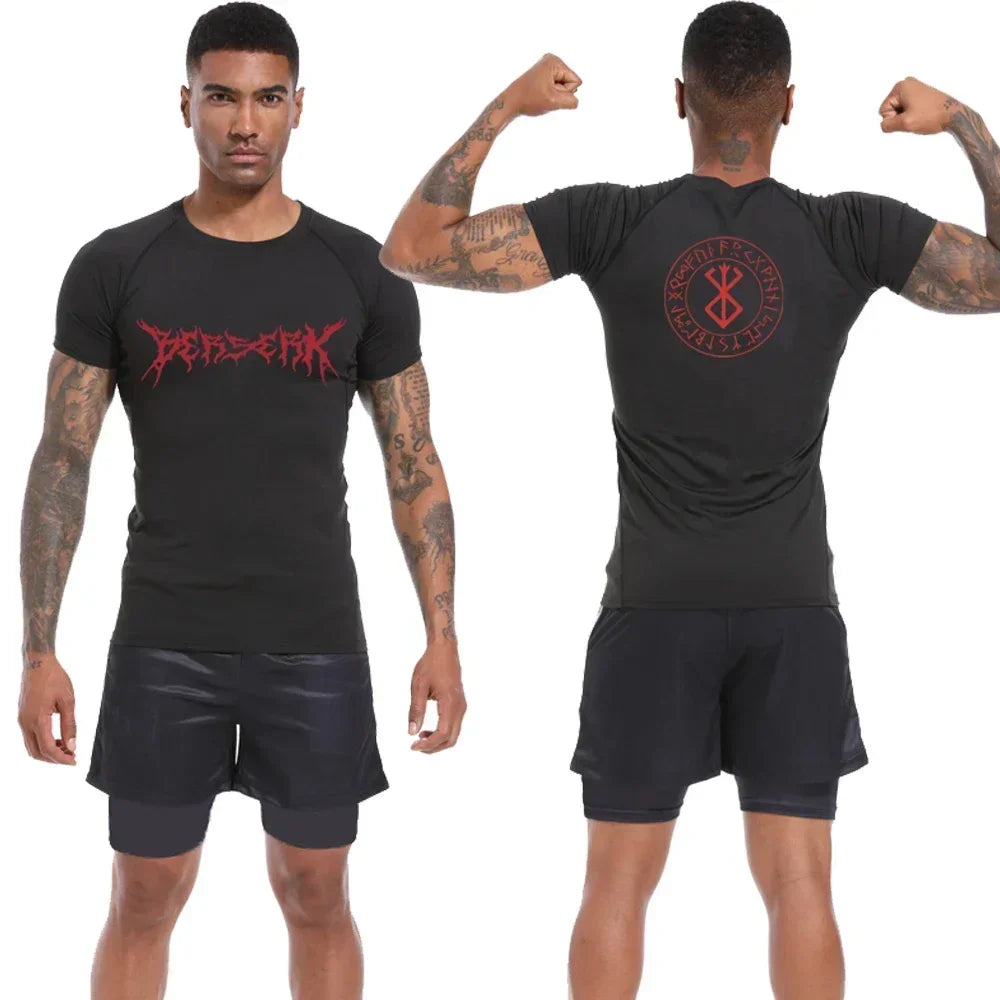 2024 Summer Men Sun-protective Clothing Anime T-shirt Fitness Quick-drying Running Fitness T-shirt Sports Tight Rashgard S-3XL