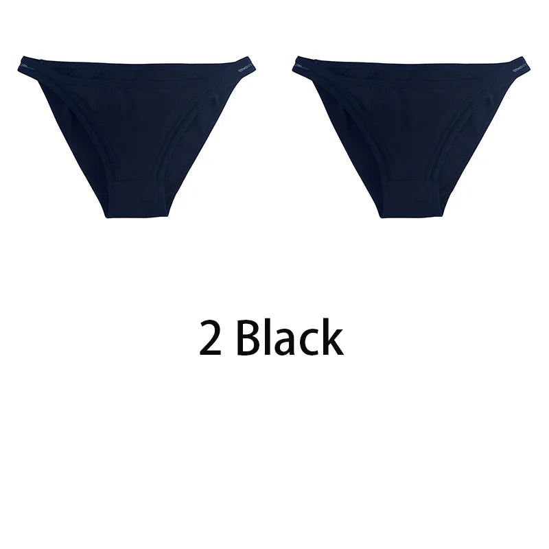 2Pcs/set Women Cotton Panties Female Mesh Underwear Solid Color Bikini Briefs Underpants Ladies Cotton Panty Girls Lingerie