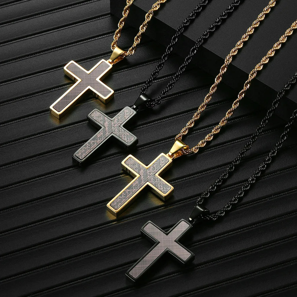 2023 New Stainless Steel Cross Pendant Necklace for Men Boyfriend Charm Link Chain Male Punk Hip-hop Jewelry Dropshipping