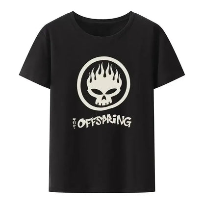 Flame Skull Head Punk Print TShirt Women and Men The Offspring Band Hip-hop Streetwear Fashion Cool Camisetas Plus Size Tops