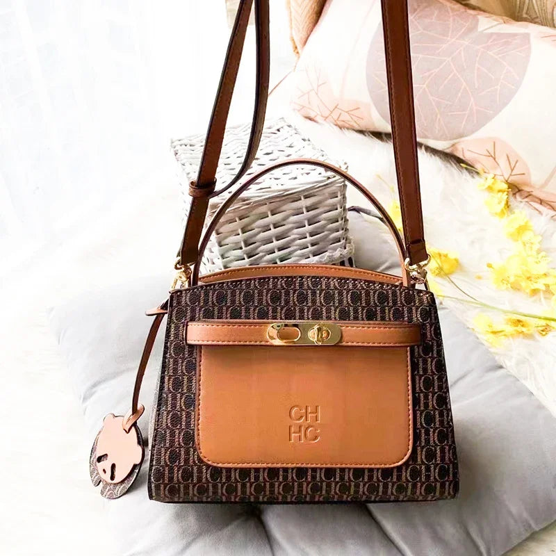 CH Elegant Hundred Letters Design Sense Branded Fashion Crossbody Women's Bag Letter Printing Design Buckle Handbag