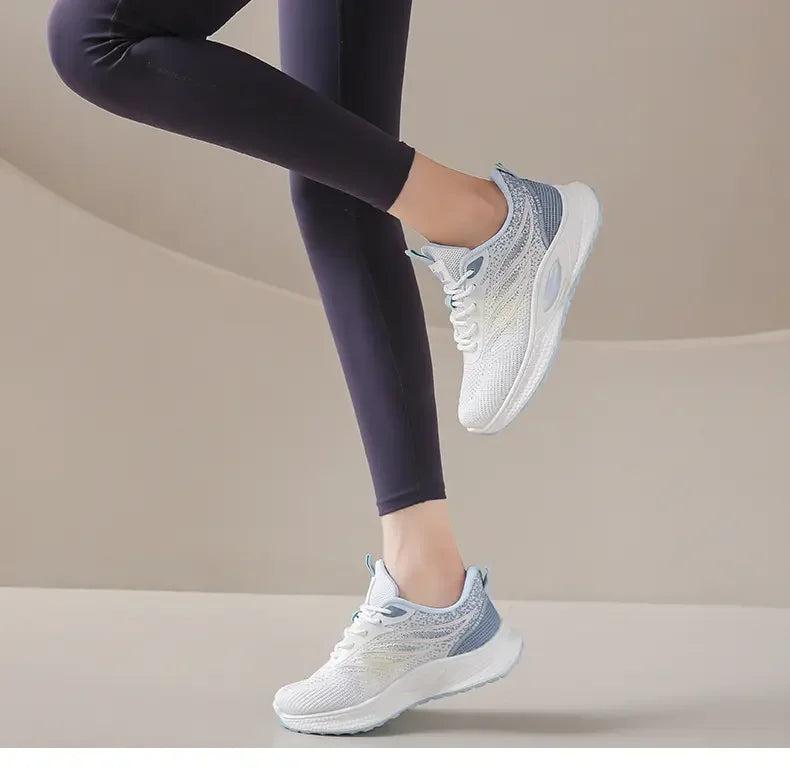 Spring 2025 New Thick Soled Sports Shoes Breathable Fitness Mesh Running Wear Resistant Casual Vulcanized Shoes for Women