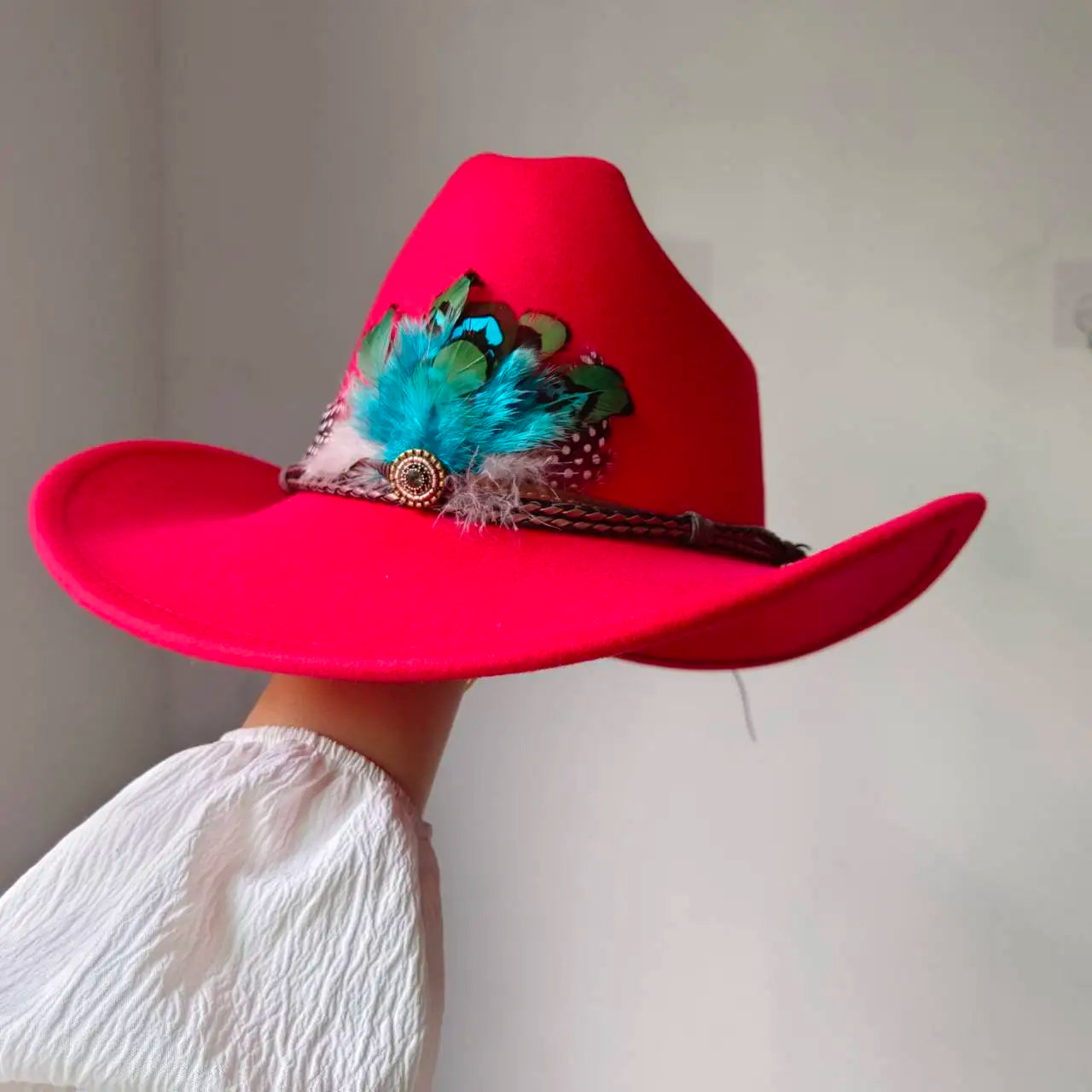 New 9CM Wide Brim Western Cowboy Hat For Men's Vintage Fascinator Cowgirl Jazz Hat Cloche Church Caps Sombrero Hombre