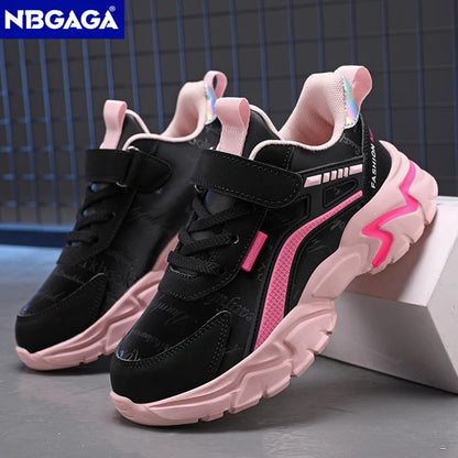 Girls Sport Shoes Comfortable Leather Kids Running School Casual Shoes  Non-slip Outdoor Children Walking Sneaker Tennis