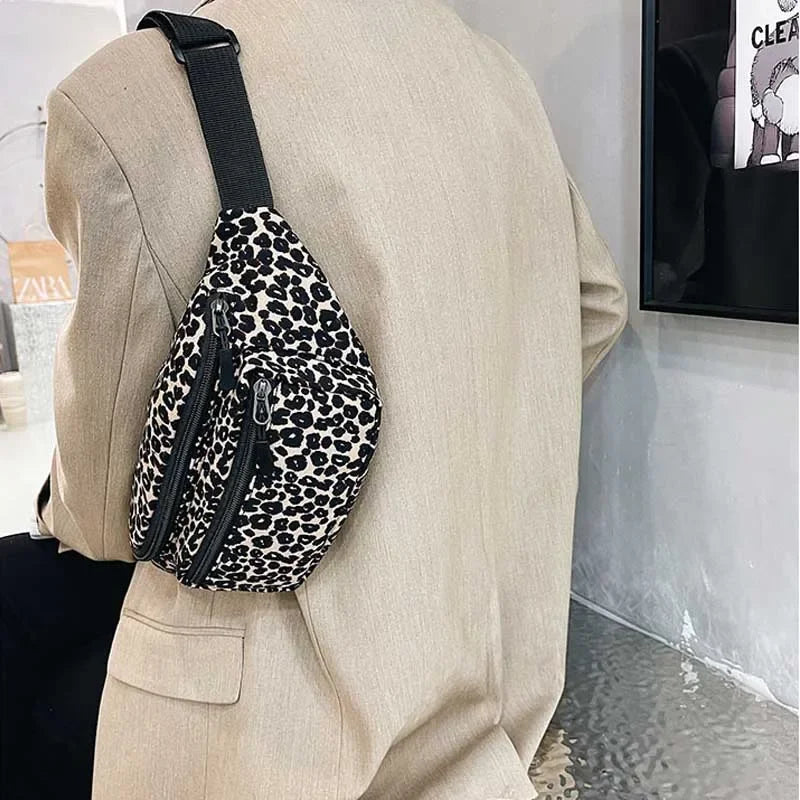 Fashion Women Flannel Fanny Pack Waist Bag Wild Leopard Pattern Bum Bag Ladies Bum Hip Bag Money Phone Pouch Casual Chest Bags