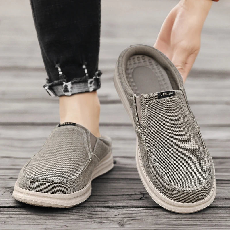 2024 Summer Men's Half Slippers Fashion Men's Flat Bottom Casual Shoes Soft Sole Cloth Shoes Support Shoes Men's Sports Shoes