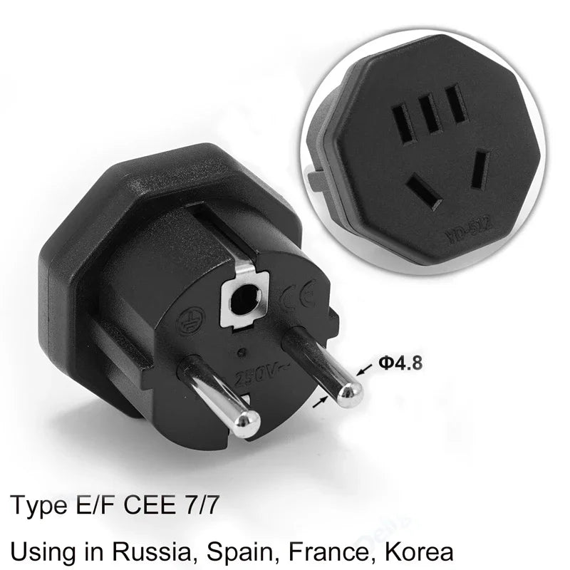 Universal Plug Adapter FR AU UK US To EU Travel Power Adapter  American To European Euro Converter Adapter Wall Electric Socket