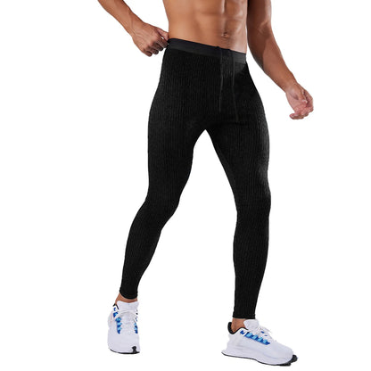 Men'S Fit Tight Leggings  Running Tight Pants Threaded Elastic Fitness Pants Gym Athletic Pants Skinny Push Up Leggings 2024