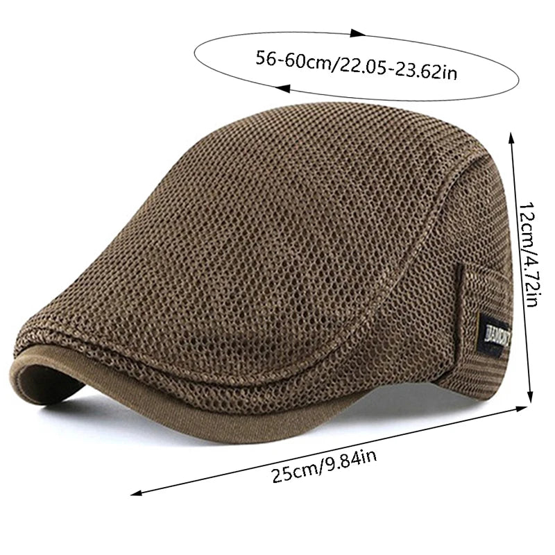 Mesh Breathable Beret Thin Section Sunscreen Sun Hat Cabbie Flat Cap Breathable Mesh Newsboy Beret Ivy Cap