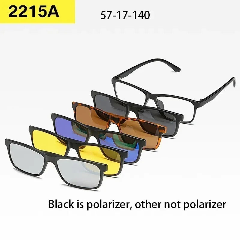 6 In 1 Custom Men Women Polarized Optical Magnetic Sunglasses Clip Magnet Clip on Sunglasses Polaroid Clip on Sun Glasses Frame