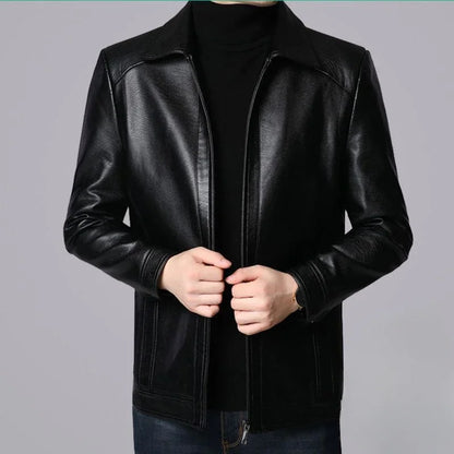 Slim Fit Thin Spring Autumn Coat Trendy 2024 Elegant Male Leather Blazer Original Menswear Casual Vintage Men's Suit Jackets