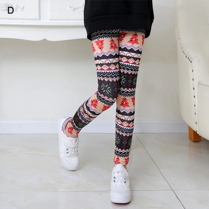 Girls Leggings Ice Cream Elastic Floral Stretch Pants Children Student Yoga Running Pants Soft Skinny Trousers Teenage 2-13Yrs