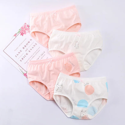 Children's Cotton Women's Underwear All Seasons Middle And Large Kids Triangle 4 Corner Student Shorts Girls Cotton Girls 4PCS