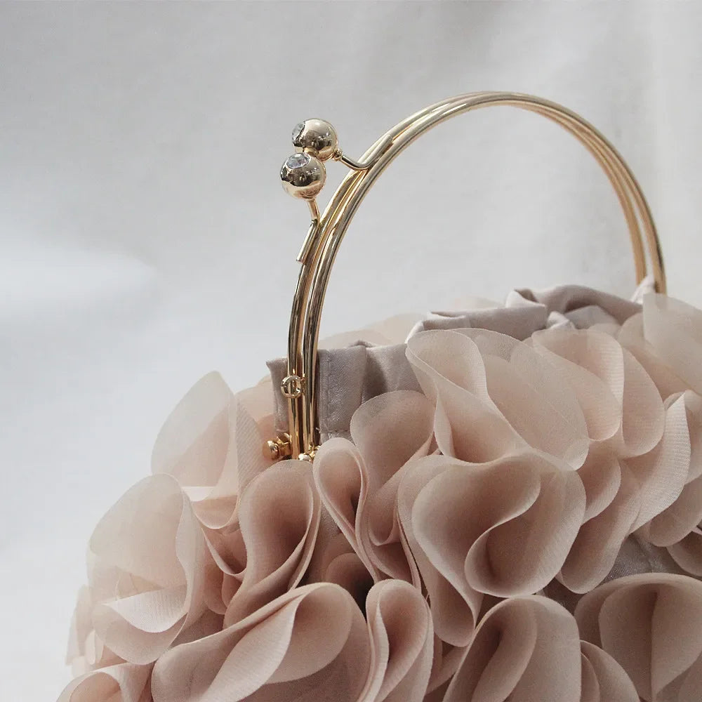 Luxury Satin Floral Bride Party Evening Clutch Bag Women Wedding Purses and Handbags Small Shoulder Chain Bag Designer Bag