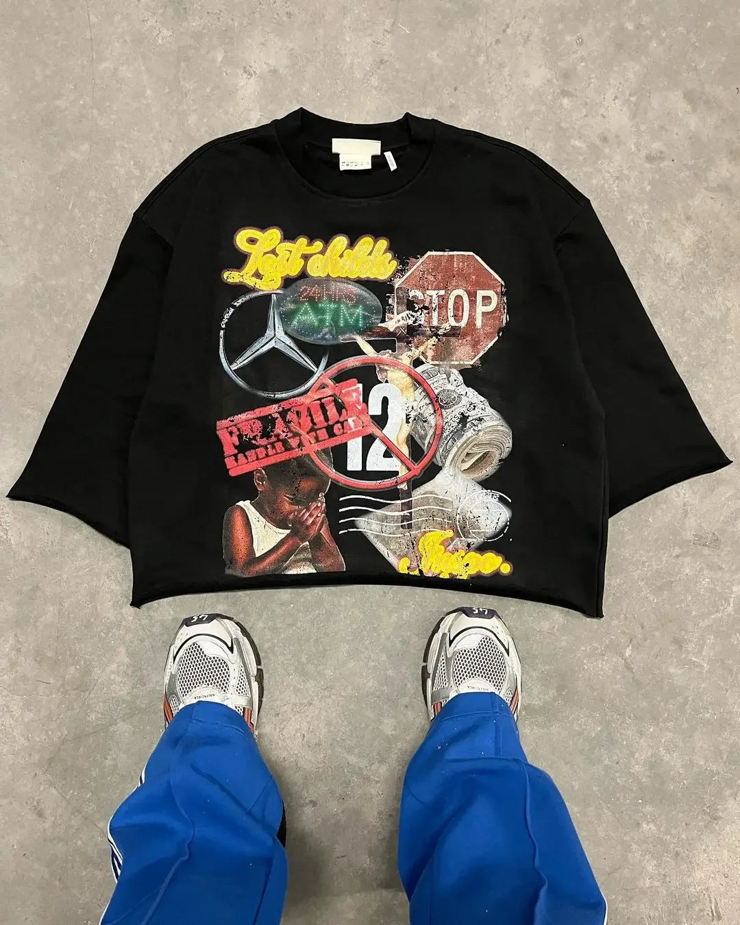 Streetwear Seven Quarter Sleeves Tops Men Women Punk Rock Hip Hop Cartoon Graphic Print Short Sleeves Harajuku Oversized T Shirt