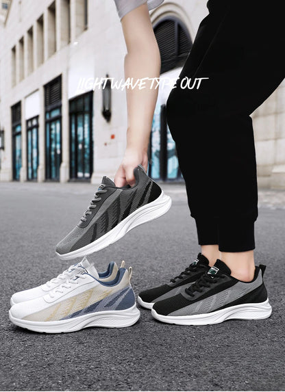 Men's Spring New Casual Running Shoes Sports Tennis Shoes Soft-soled Ultra-light Student Delivery Shoes