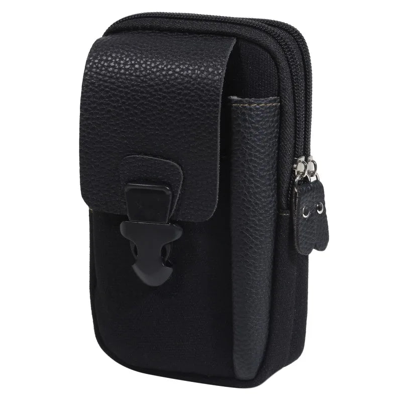 Casual Male Zipper Men Waist Bags Small Solid Color Card Holder 4 Inch Phone Packs Belt Fanny Purse