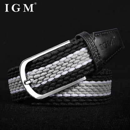 Men Women Stretch Belt For Unisex Knitted Braided Metal Pin Buckle Male Canvas Pants Jeans Elastic Belt