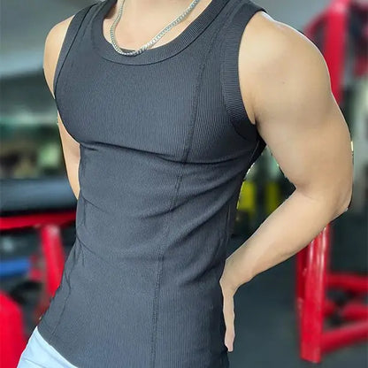 New Men's Casual Tank Top Summer Fitness Training Elastic Base Layer 2024 Sleeveless Sports Vest bodybuilding gym t shirt men