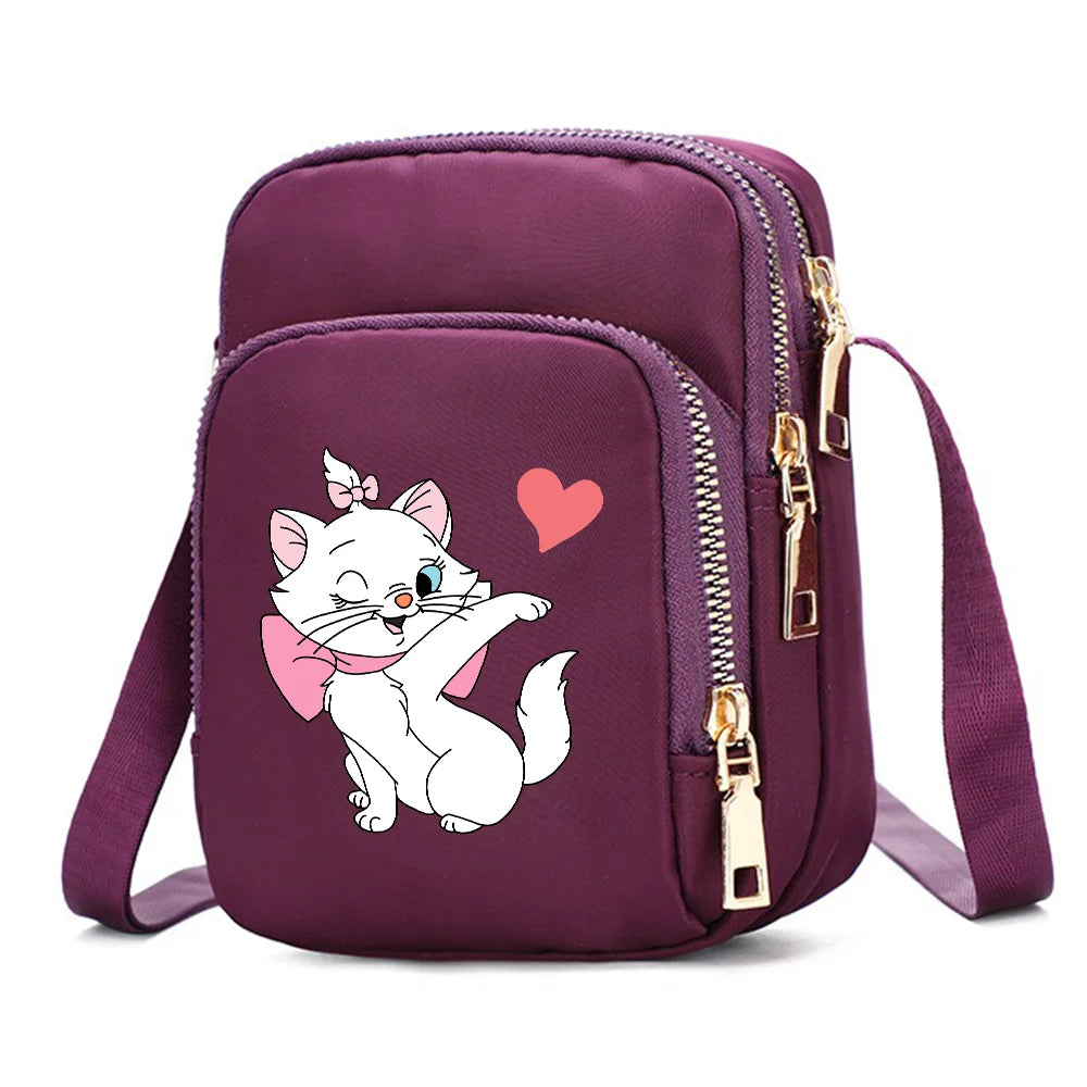 The Aristocats Marie Cat Women Shoulder Bags Cell Phone Purse Crossbody Shoulder Strap Handbag Female Girls Bags Causal Bag Gift