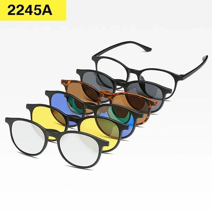 6 In 1 Custom Men Women Polarized Optical Magnetic Sunglasses Clip Magnet Clip on Sunglasses Polaroid Clip on Sun Glasses Frame