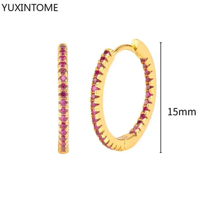 925 Silver Ear Needle Rose Red Hoop Earrings For Women Exquisite Water Drop/Flower/Heart Crystal Piercing Huggie Earring Jewelry