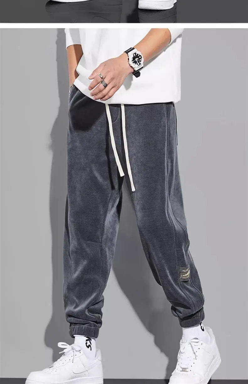 Spring Autumn Men's Loose-Fit Wide-Leg Casual Pants Trendy Brand Heavyweight Sports Korean Style Trendy Fashion Pants