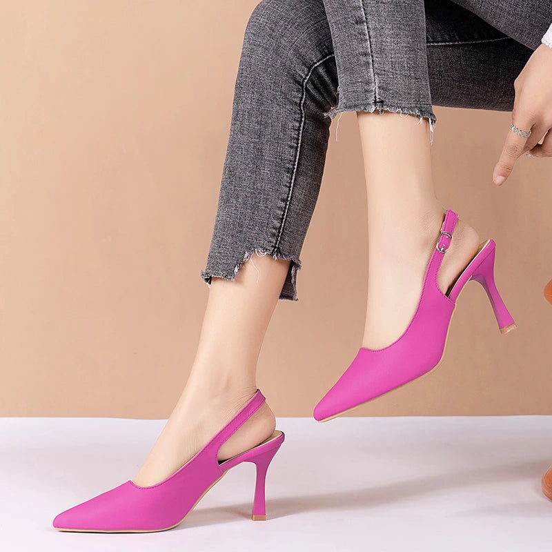 Sexy Women's Buckle Sandals High Heeled Women's Shoes Large Size 43 Fashion Women's Shoes Pointed Toe Fine Heeled Women's Shoes