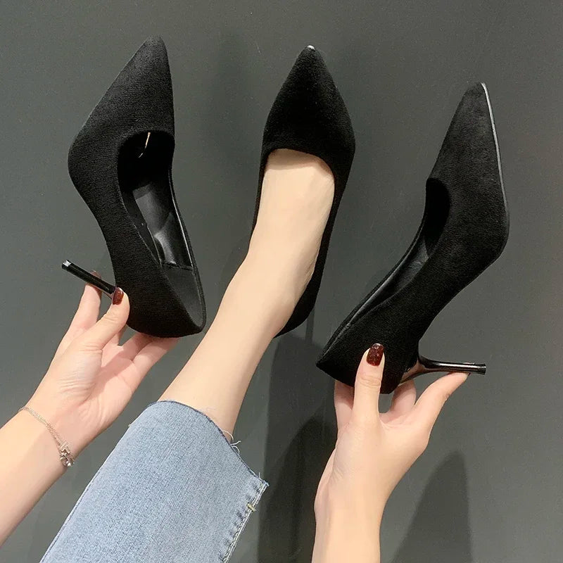 Women Shoes 2024 New Women Pumps Suede High Heels Shoes Fashion Office Stiletto Party Shoes Female Comfort Women Heels