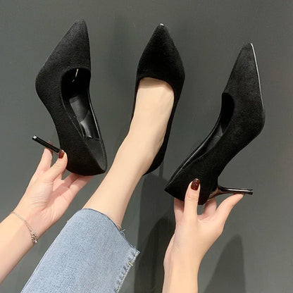 Women Shoes 2024 New Women Pumps Suede High Heels Shoes Fashion Office Stiletto Party Shoes Female Comfort Women Heels