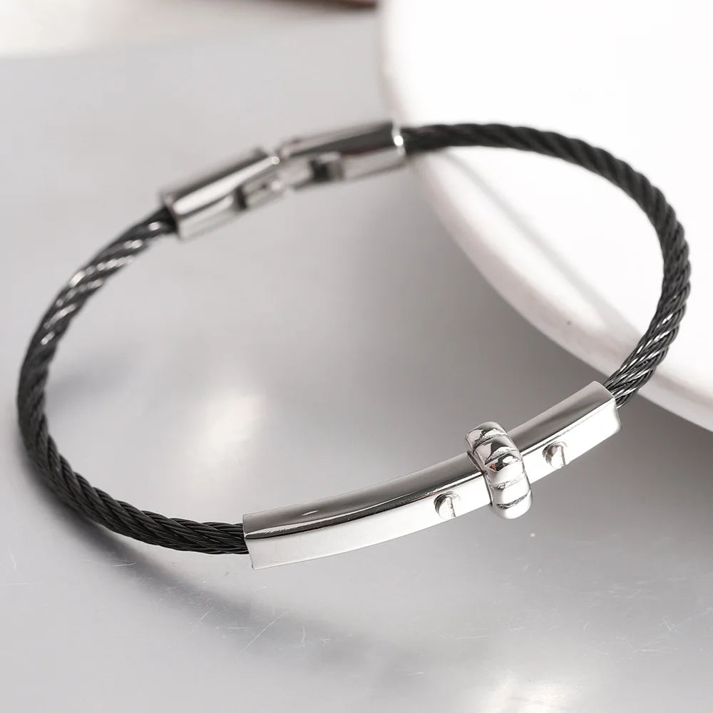 Stainless steel round cable bracelet high quality steel wire Bolt buckle women's bracelet jewelry