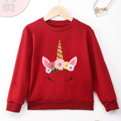 Unicorn Cute Girl Clothes Pink Sweet Style 2 to 14 Years Children Sweatshirt Aesthetic Harajuku Fashion European Kids Hoodie