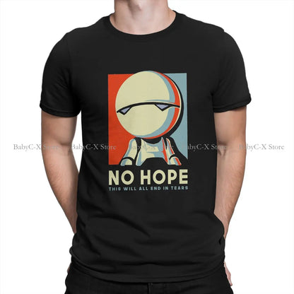 No hope Marvin Voting Sign Parody Round Collar TShirt The Hitchhiker's Guide to the Galaxy Polyester T Shirt Men Clothes