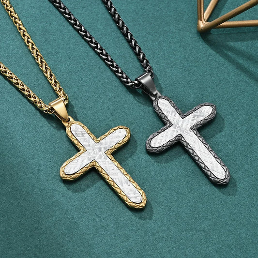 2023 New Stainless Steel Cross Pendant Necklace for Men Boyfriend Charm Link Chain Male Punk Hip-hop Jewelry Dropshipping