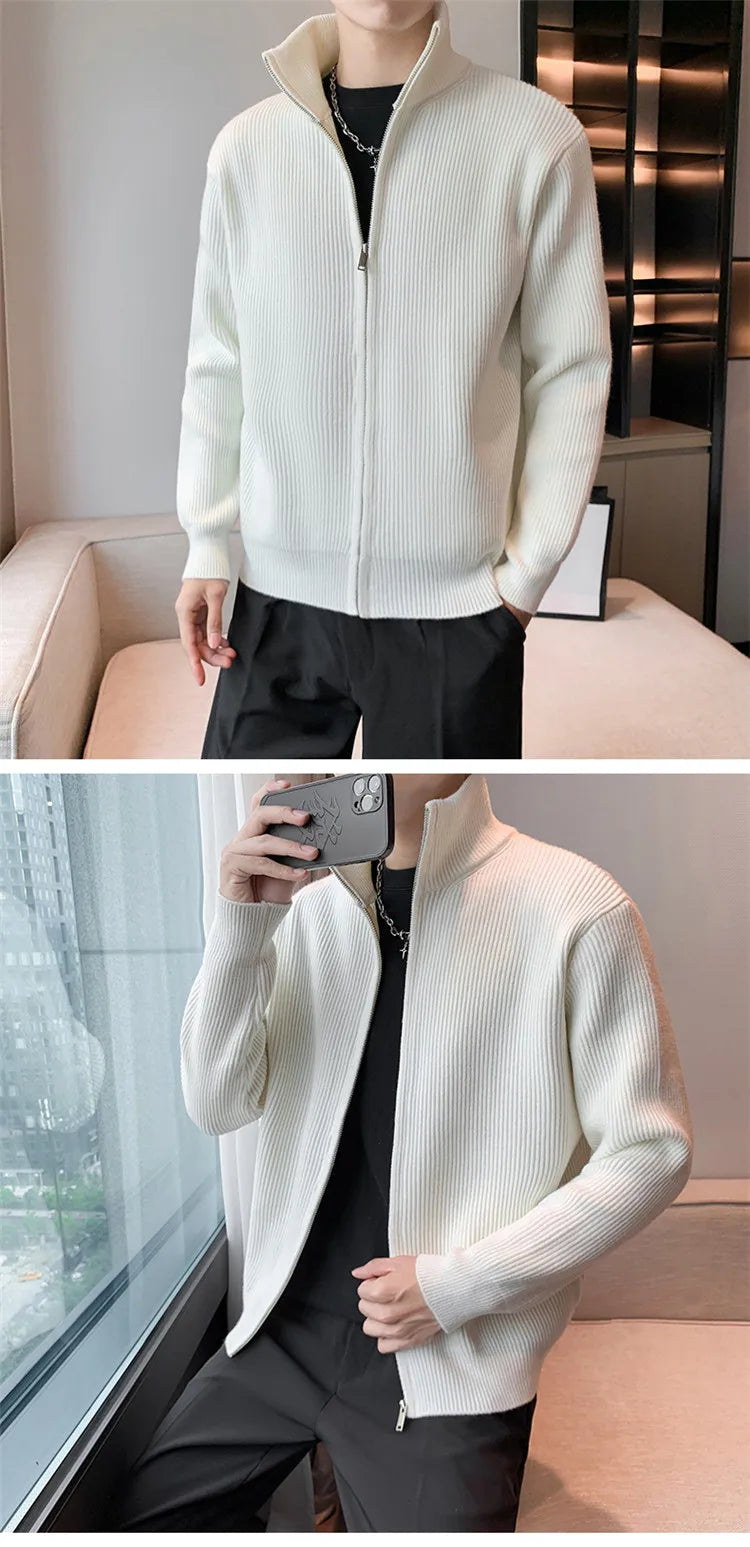 Autumn Turn Down Neck Cardigan Sweater Men Women Streetwear Loose Style Korean Knitwear Jacket Fashion Brand Mens Cardigan Z17