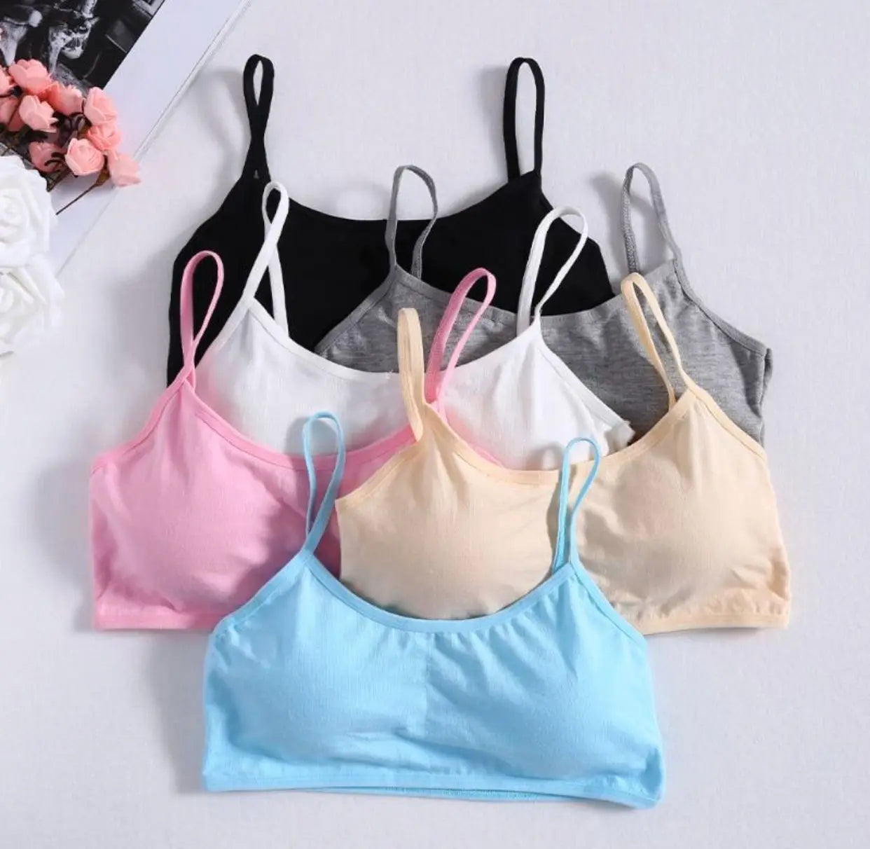 3pc/Lot Cotton Bra Teenage Undrewear Girls Training Bra Crop Top 8-14years